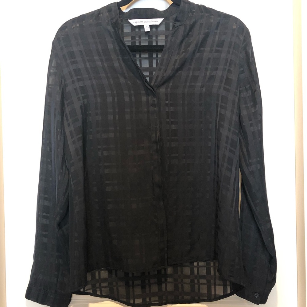 Cupcakes and Cashmere Black Plaid Blouse